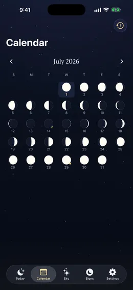 The Gibbous lunar calendar month grid