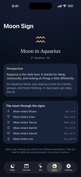 The Gibbous moon sign screen